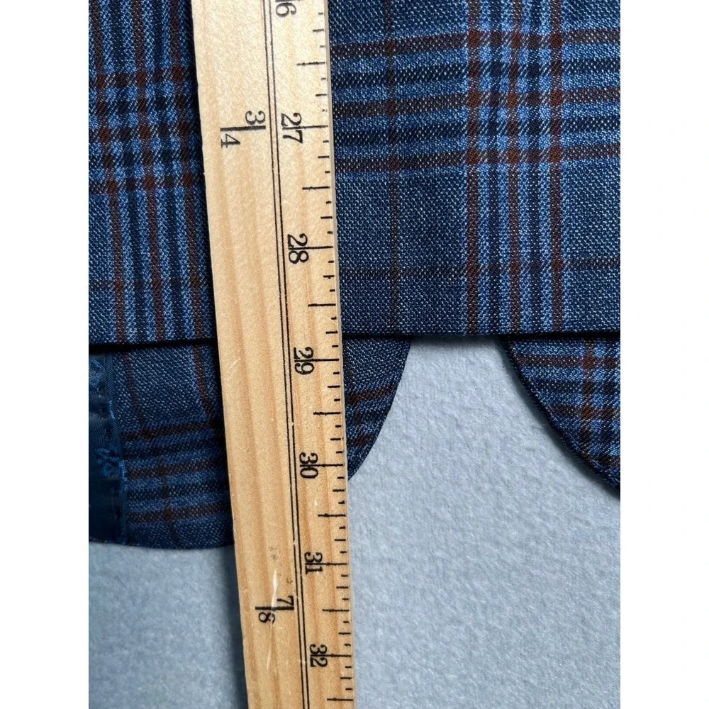 Mantoni Blazer Men 40R Super fine Vergin Wool Jacket Blue Red Plaid Sport Coat‎